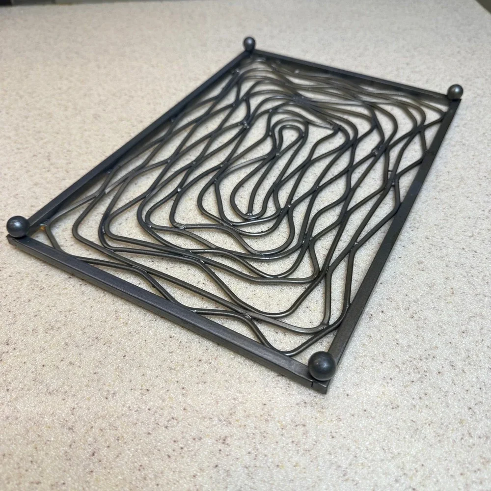 Industrial Welded Steel Swirl Metal‎ Trivet Rectangular Hot Pad Gunmetal Gray